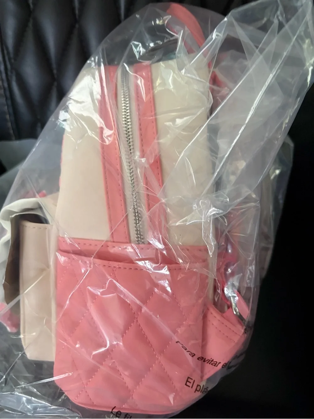 Loungefly Pink and Cream Marie Mini Backpack with Velvet Bow